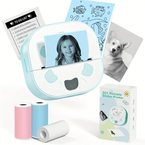Felicidade Aufkleber-Drucker, Mini-Fotodrucker, Bluetooth tragbarer Aufkleber Maker mit 3 Rollen Papier, Druck Pod tintlose Thermodrucker, Impresora Portable für Notizen, DIY