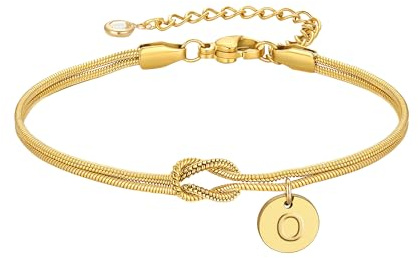 Turandoss Knoten Buchstaben Armband Damen Mädchen– 14 Karat vergoldetes Armband mit Buchstaben N zierliche Gold Armbänder Schmuck für Damen, Braut, Freunde, Paargeschenke