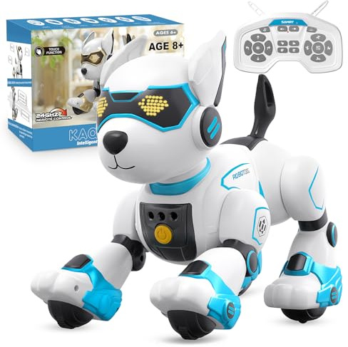 PRANITE Roboter Hund, Programmierbarer Roboterhund Kinder Ferngesteuerter Spielzeug, Wiederaufladbar, Tierimitation, Sprachsteuerung, Gestensteuerung, Musik, Tanz, für Jungen Mädchen