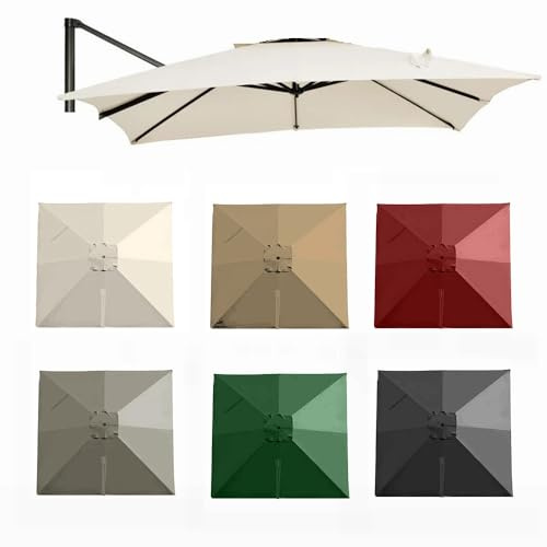 DAQXYH Quadratisch Ersatz Baldachin Terrassenschirm Ersatzdach 400x300cm, 8-Rippen Sonnenschirm Ampelschirm, Großes Gartenschirm Ersatztuch UV-Schutztuch(Beige,400x300cm(13x10ft))