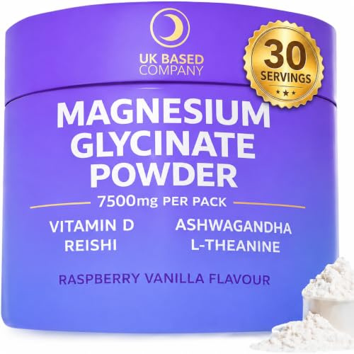 MOONFORM Magnesium Drink for Sleep | Magnesium Glycinate Powder with Glycine, Ashwagandha, Reishi & Vitamin D3 | Raspberry Vanilla Evening Calm Drink | Vegan, Sugar-Free Magnesium Powder