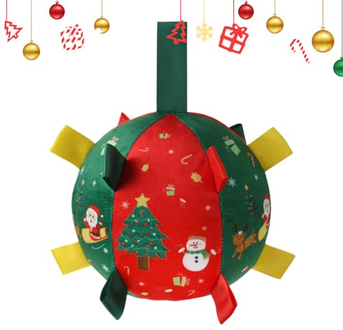 Generisch Palla di Natale per cani, giocattolo interattivo, forte, per cuccioli, cani di taglia media, per attività all'aperto, occupazione, allenamento, cura dei denti, durata, divertimento