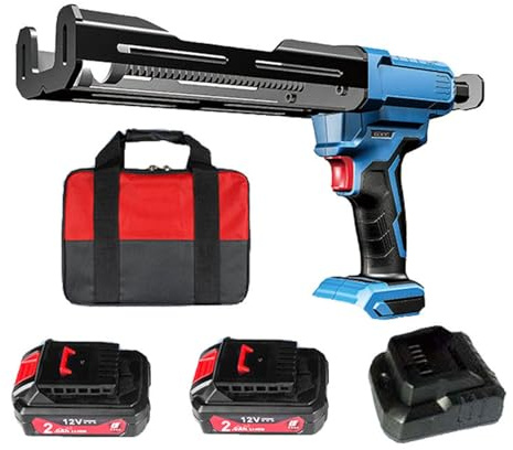 BOOZXCV Electric Caulking Gun with Dual Batteries - Automatic Dispenser for Sealants and Epoxy