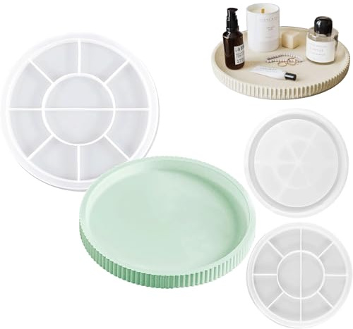 Guidre Stampi in Resina Vassoio, Vassoio Rotondo in Silicone, Stampo per Sottobicchieri in Resina Epossidica, per cosmetici, piatti e decorazioni per la casa, creazione di decorazioni(22.5cm)
