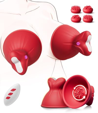 Nipple Toys Vibrator for Women-5IN1 Nipple Stimulator Toy with 10 kneading Rotating Modes 4 Brush Heads Massager, Vibrating Nipple Clamps BDSM Adult Toys for Women Couples Pleasure