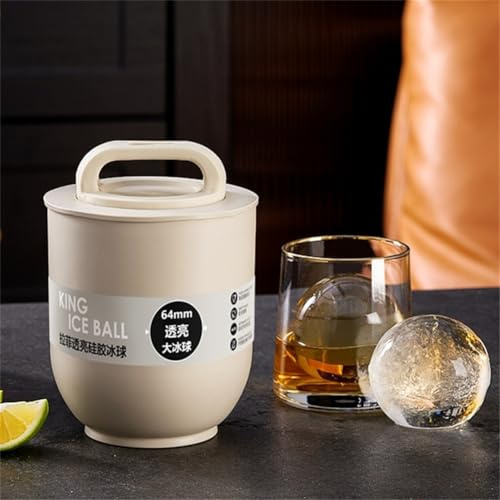 Gettimore Stampo in silicone trasparente per sfere di ghiaccio, grande 64 mm, vassoio rotondo per whisky, cocktail, caffè freddo e succhi di frutta, design flessibile e facile da rilasciare, ghiaccio