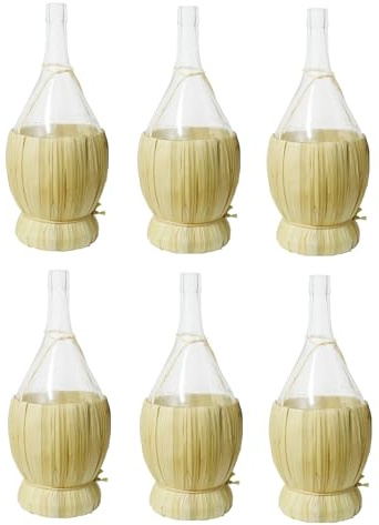 MIKONI Weinkaraffe Glasflaschen 2 L, 6 Stück, leere Flaschen mit Schraubverschluss, kleine Likörflaschen zum Befüllen, Weinflaschen aus Glas, Dekoflaschen, Saft, Likör, Schnaps, Whisky, Cognac (6)