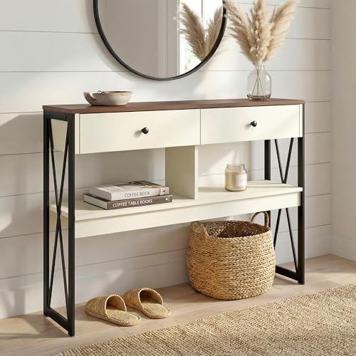 Manora Konsolentisch Landhausstil 24 cm tief schmaler Flurtisch | Nur 24 cm tief – ideal für enge Flure und als platzsparender Sofatisch hinter der Couch.