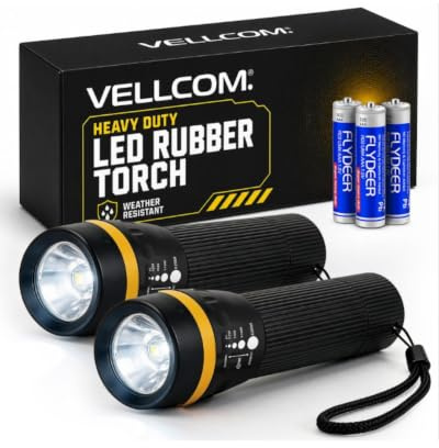 Vellcom™ Mini LED Torch with Zoom Focus - Super Bright COB Flashlight, Small Pocket Torch, Battery Powered Tactical Torch with Lanyard, Weatherproof & Shockproof - Pack of 2 - RT5147-2