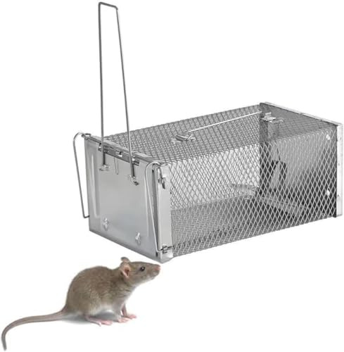 ALLBASA Piege a Rat Metal XXL,Cage Attrape Souris, Cages Capture Piege pour Rats,No Kill, Réutilisable,Attraper Les Rats et Autres Rongeurs pour Usage Intérieure/Extérieure (2)