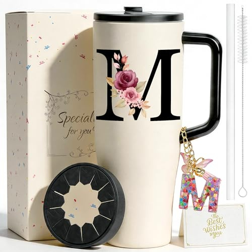 ZIOSINM 1.2 L/40oz Gourde Bouteille Isotherme Double Paroi (M) | Coque en Silicone, Porte-CléS, Cadeau Femme, Personnalisable