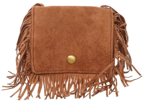 MOBUTOFU Bolso Bandolera Borlas Pequeño Monedero de Gamuza Marrón Bolso Cruzado Infantil para Uso Diario y Fotografía Ligero y Duradero