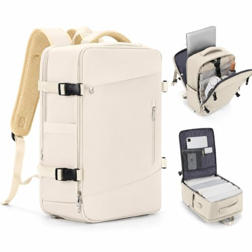 GOOGO ryggsäck med våt-torr-separering, 40x30x17 cm, 20 l travel backpack med flera fickor och USB-laddningsport, handbagage för 15,6 tum laptop (aprikos)