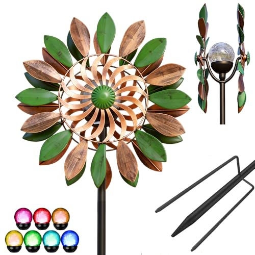 Wxeadu Einzigartige und Magische Metall Windmühle, 3D Metall-Windmühle, Edelstahl Windrad GartenMetall, MagischeWindmühle, Wind Spinner Garten für Garten, Terrasse, Landschaft Dekoration