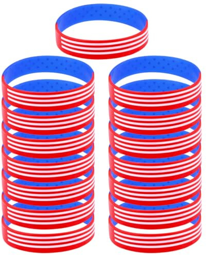MOBUTOFU 15pezzi Braccialetti in Silicone Sportivi con Motivo Stella Bracciale da Polso Unisex in Silicone Ecologico Rosso e Blu Comfort per Attività Fisica e Uso Quotidiano