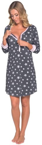 Italian Fashion Camicia da Notte Parto Ospedale | Vestaglia Donna Ospedale | Camicia da Notte Parto | Pigiama Premaman con Bottoni | Vestiti Premaman S-XXL