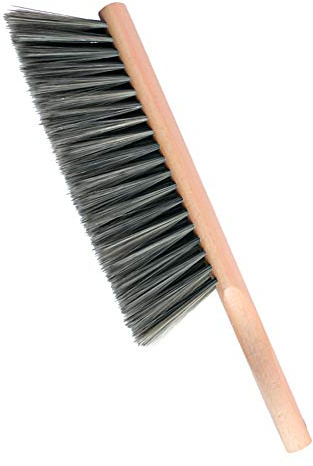 OAKART Hand Brush Soft Bristles Oiled Beech Wood Handle Small Natural Duster 14 Inch Long (Gray) | Foxtail Dusting Brush for Upholstery Outdoor Furniture Cushion Fabric Sofa Bed Garage, Beach Sand Brush, Wooden Hand Broom
