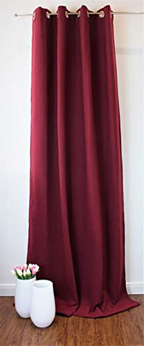 NOVUM fix Filzvorhang mit Ösen Softfilz Thermovorhang Kälteschutz Türvorhang Raumteiler Übergardine Bordeaux-rot Klimavorhang energiesparen 138x250cm(BxH)