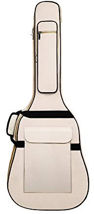 Glenmi Akustikgitarrenkoffer für 40 '' 41 '' Gitarren,Gitarrenkoffer with 0,5 Zoll extra schaumdicke Gitarrentasche mit Nackenkissen(Beige)