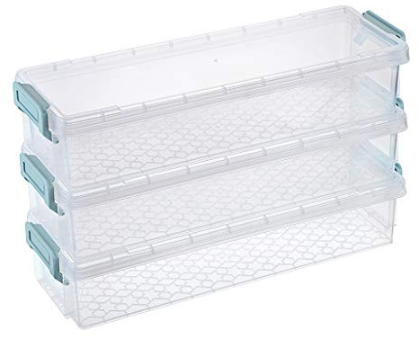 SUMTree 3 Pack Clear Storage Containers rectangular transparent Storage boxes Home Utility Boxes with Grey Clip 1.5L (Blue)