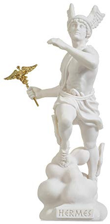 Hermes Mercury God Zeus Son Römische Statue Alabaster 22,9 cm