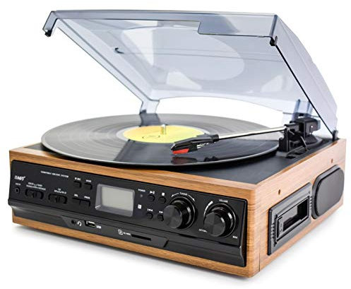 ARCH Giradischi Glassato A Cinghia A 3 velocità,grammofono con Altoparlanti Stereo Player in Vinile Portatile con Jack per Cuffie/Ingresso AUX/RCA Line out (Color : Brown)
