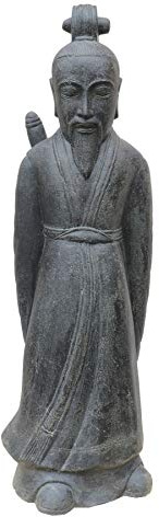 STONE art & more Authentischer Japanischer Samurai, Chinesischer Krieger, 160 cm, Steinfigur, Steinguss, schwarz antik, frostfest