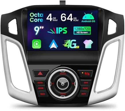 XTRONS 9 Android Apple CarPlay Screen Upgrade for Ford Focus 2012-2017 | Octa Core 4+64GB Car Head unit w IPS HD GPS Navigation EQ DSP 4G LTE Bluetooth CarPlay XTRONS UI Mode Support AHD DAB+ DVR