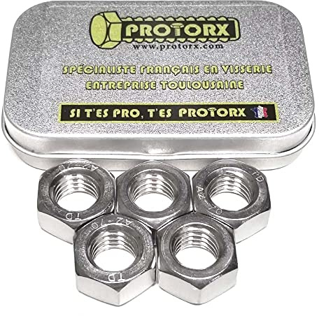 Dado esagonale in acciaio M12 : (Diam.int = 12 mm x Diam.ext = 19 mm) Scatola 5 pezzi Hu | Metallo Inox A2 - DIN934 | Anti-Corrosione Uso Interno Ed Esterno