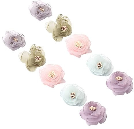 VILLCASE 10 Stück Chiffonblumen Mehrfarbig Langlebiges Chiffongarn Selbstgemacht Stoffblumen Accessoire Für Kleidung Röcke Taschen Und Bastelprojekte