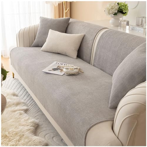 Axroad Mall Sofa-Schonbezug für 1/2/3/4-Sitzer, universal, rutschfest, L-Form, Couchbezug, Mais-Fleece-Stoff, Möbelschutz, Sofabezug für Wohnzimmer (grau, 70 x 150 cm)