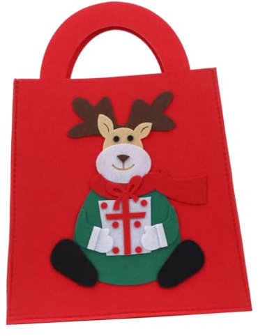 SOLUSTRE 1stück Weihnachtsgeschenk Tasche Mit Elch-muster Weihnachtsverpackungsbeutel Für Süßigkeiten Snacks Und Kleine Für Feiern Und Überraschungen
