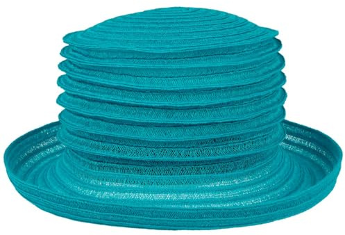 Mayser Belma Falten Strohhut Hanf Boaterhut Packable Handmade Made in EU Damen Sommer türkis One Size