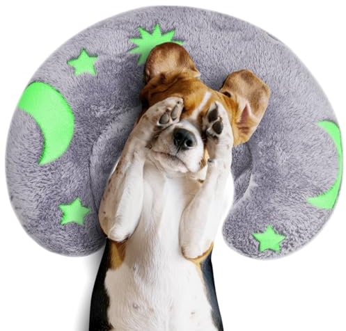 Beruhigendes U-förmiges Haustierkissen für Hunde und Katzen, maschinenwaschbar, ultraweicher Fleece-Bezug, beruhigendes Nackenstützkissen für ältere Menschen, schwache, behinderte Haustiere, leuchtend