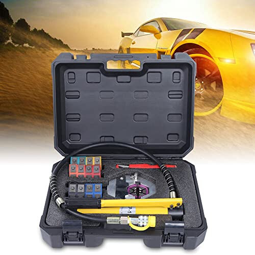 Alicates de prensa hidráulica, manual hidráulica para coche, aire acondicionado, manguera crimpadora con 7 matrices, alicates de crimpado manual, portátil, A/C, kit de herramientas para prensar
