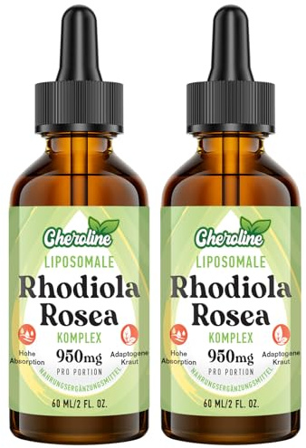 Rhodiola Rosea Liposomal 950mg, Gotas de Rhodiola Rosea 9 en 1, Tintura Líquida de Raíz de Rhodiola, Suplemento de Hierbas Adaptogénicas, Vegano120 ml