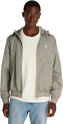 Calvin Klein Uomo Giacca a Vento Nylon Hooded Leggera, Beige (Laurel Oak), L