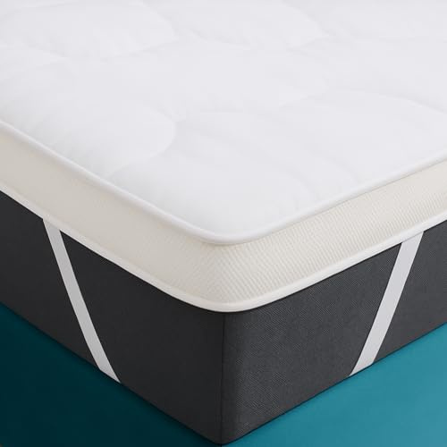 Topper Matrimoniale 160x190 in Microfibra per Materasso Correttore Alto 5 cm Morbido e Lavabile con Rivestimento Bianco Futon Top per Letto e Divano Letto per Massimo Comfort e Sonno Migliore