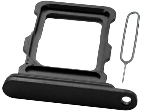 MMOBIEL SIM- Kartenhalter Kompatibel mit iPhone 16 Pro / 16 Pro Max - SIM-Tray - SIM-Kartensteckplatz - SIM-Kartenhalter Ersatz - inkl. SIM-Nadel und Wasserdichtem Gummiring - Schwarz
