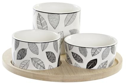 TABLA APERITIVO SET 4 GRES BAMBU 20X20X8 HOJAS