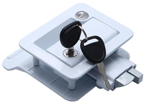 Ensemble de loquets de porte de camping-car, serrure de porte d'entrée en alliage de zinc blanc, loquet à double ouverture, serrure intérieure et extérieure pour camping-car, remorque, caravane,