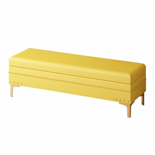 Polsterbank mit Stauraum, 130 cm, multifunktional, für Schlafzimmer, Wohnzimmer, Flur, Gelb
