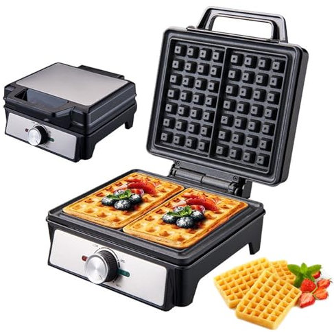 Gofres Eléctricos, Waffle Maker De 1600W, Calefacción Rápida, Luz Indicadora Lista, Antihick Físico, Multifunción Para Desayuno, Bocadillos Y Postres