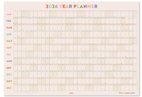 Good Tuesday 2026 Wall Planner, Landscape Layout, This is Your Year Design, Week Numbers & Moon Phases, 100% Recycled Matte Paper, UK Designed & Made, 70 x 49 cm