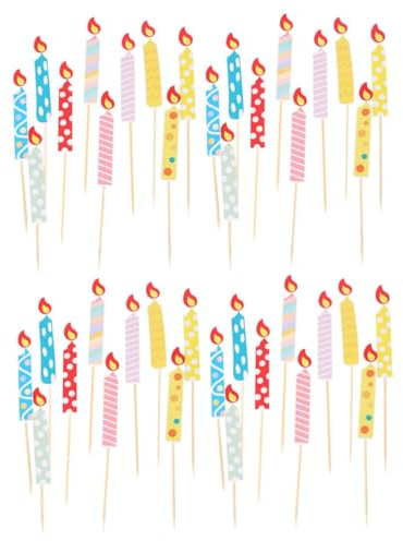 JOINPAYA Papier Geburtstagskerzen Aus Holz Und Papier 40 Stück Bunte Flammenkerzen Stabile Kuchenkerzen Requisite Für Geburtstagsparty Und Torten Dekorieren