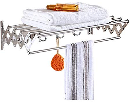 Stainless Steel Towel Rail Shelf nizer for Bathroom Wall Mount Durable Telescopic Design Modern Style Folding Feature 90cm Length