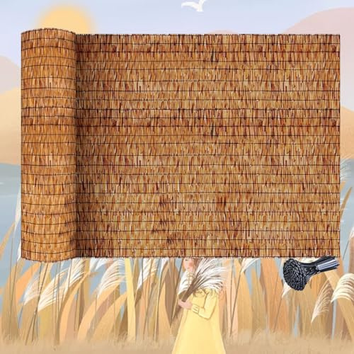 MZQMK Valla De Caña Natural Cortina De Caña para Balcón Rollo De Valla De Caña para Patio Al Aire Libre Valla Pantalla De Caña Natural Decorativa para Montaje(1.53x2m/5x6.5ft)