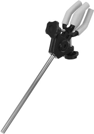 GLEAVI Laboratory Flask Clamp 4-prong Dual Adjustable Beaker Holder Dark Color Lab Stand Clamp for Titration and Condenser Support on Tripod Scientific Experiment Equipment