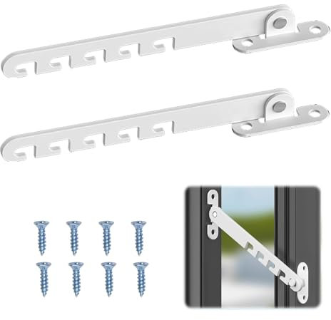EUYKQNOI 2 Set Finestra Limitatore Sicurezza Limitatore Apertura Finestra Ferma Finestre Antivento Manopole Ribaltabili Per Finestre Serratura Per Finestra Con 8 Viti Per La Regolazione Della Finestra