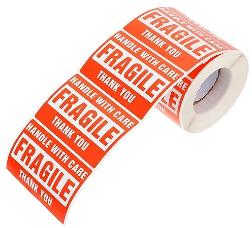 Gadpiparty Selbstklebende Versandaufkleber 1 Rolle Zerbrechliche Aufkleber Vorsicht Verpackungsaufkleber 500 Stück für Kartons und Pakete